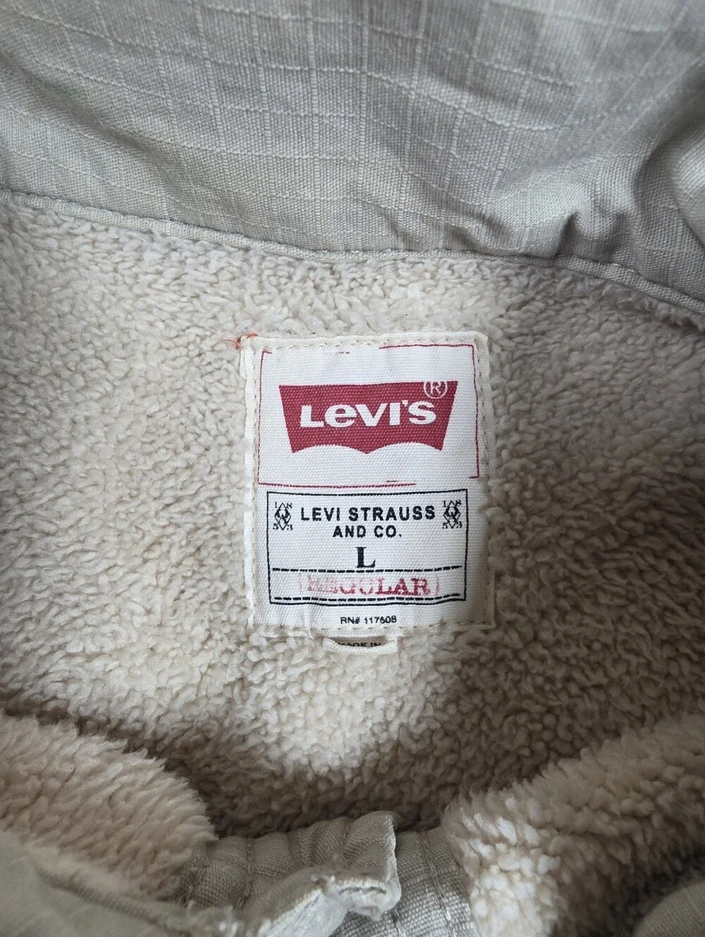 Levi's Men's Sherpa-Lined Canvas Worker Shirt Jacket - Size Large - Picture 3 of 7